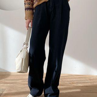 Straight-cut Brushed Fleece Pants