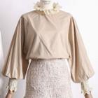 Ruffled-trim Bubble-sleeved Blouse