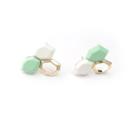 Green Color Blocking Earrings Green - One Size