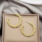 Chain Alloy Open Hoop Earring 1 Pair - E3413 - Gold - One Size