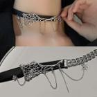 Spider Web Chain Panel Choker Silver - One Size