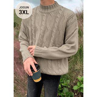 Mock-neck Cable-knit Boxy Sweater