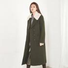 Faux-fur Double-breasted Wool Blend Coat