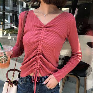 Drawstring Ribbed Knit Top