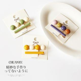 Set Of 2: Bead / Bar Hair Clip