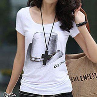 Hat Print Short Sleeve T-shirt