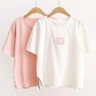 Number Applique Short Sleeve T-shirt