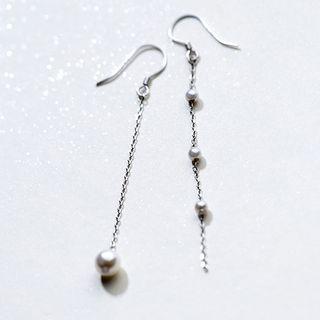 925 Sterling Silver Faux Pearl Non-matching Drop Earring