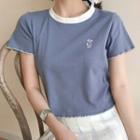 Short-sleeve Rabbit Embroidered Top