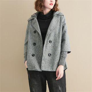 Mock Two-piece Hooded Woolen Coat