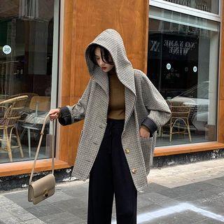 Houndstooth Hooded Blazer