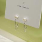 925 Sterling Silver Freshwater Pearl Chained Earring 1 Pair - Silver - One Size