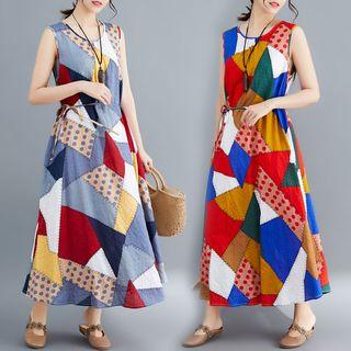 Print Round-neck Tank Top Dress