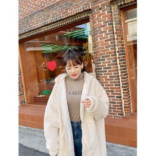 Faux-fur Long Zip-up Hoodie