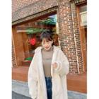 Faux-fur Long Zip-up Hoodie