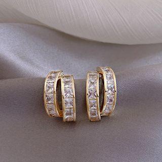 Rhinestone Layered Hoop Earring 1 Pair - One Size