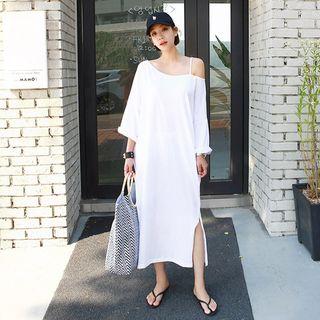 Tall Size Single-strap One-shoulder Maxi T-shirt Dress