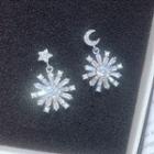 Non-matching Rhinestone Snowflake Moon & Star Dangle Earring As Shown In Figure - One Size