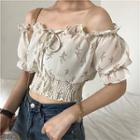 Floral Off-shoulder Short-sleeve Top