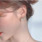 Faux Crystal Wirework Flower Earring 1 Pair - White & Gold - One Size