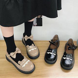 Bear Bow Strap Mary Jane Flats