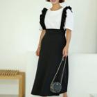 Set: Puff-sleeve Top + Frill-suspenders Skirt