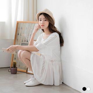 Floral Crochet Peasant Top