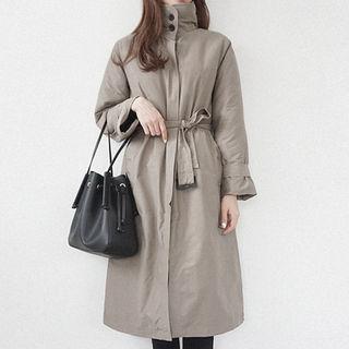High-neck Fleece-lined Trench Coat