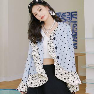 Flower Print Panel Dotted Jacket