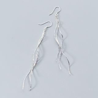 925 Sterling Silver Fringed Earring 1 Pair - Silver - One Size