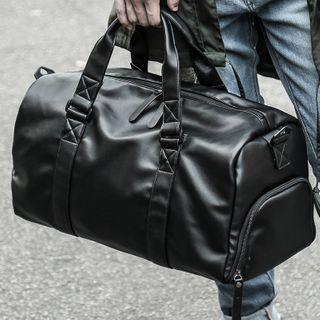 Faux Leather Gym Bag Black - L
