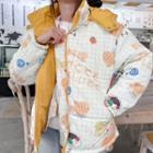 Two-way Printed Padded Parka As Shown In Figure - One Size