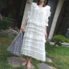 Tie-front Tiered Long Dress