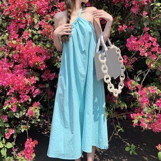 One-shoulder Midi Shift Dress Green - One Size