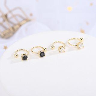 925 Sterling Silver Rhinestone / Faux Crystal Cuff Earring