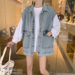 Big-pocket Denim Tank Top Jacket