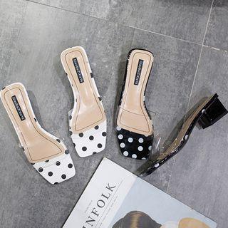 Polka Dot Transparent Low Heel Slide Sandals