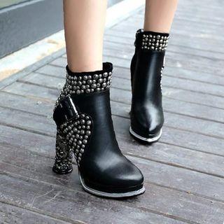 Studded Platform Block Heel Short Boots