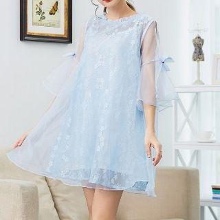 Tulle-overlay Lace Tunic