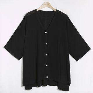 Loose-fit Crop-sleeve Cardigan