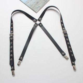 Faux Leather Suspender Black - One Size