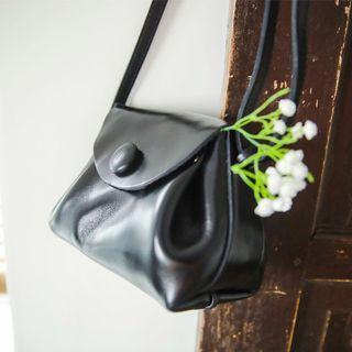 Genuine-leather Flap Shoulder Bag