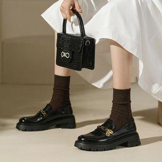Platform Chained Genuine Leather Loafers
