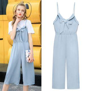 Bow-accent Cropped Jumpsuit