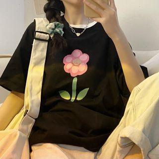 Short-sleeve Flower Print Tee