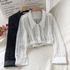 Long-sleeve Cropped Lace Shirt