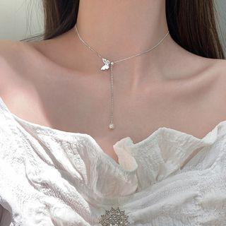 Butterfly Necklace 925 Silver - As Shown In Figure - One Size