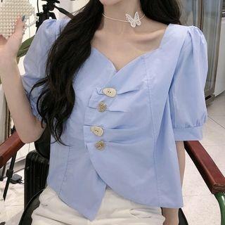 Puff Sleeve Asymmetrical Blouse