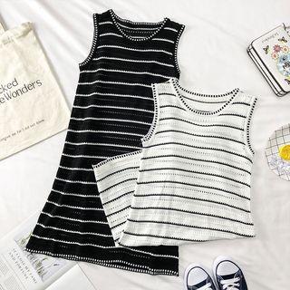 Eyelet Striped Tank Dress