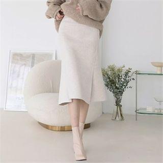 Slit-hem Mermaid Midi Skirt